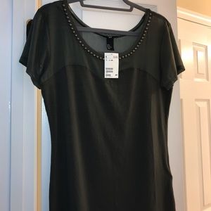 H&M olive green stud embellished tee